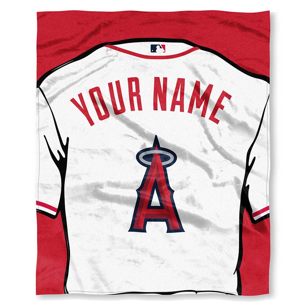 MLB Los Angeles Angels Jersey Personalized Silk Touch Throw Blanket 50x60 Inches