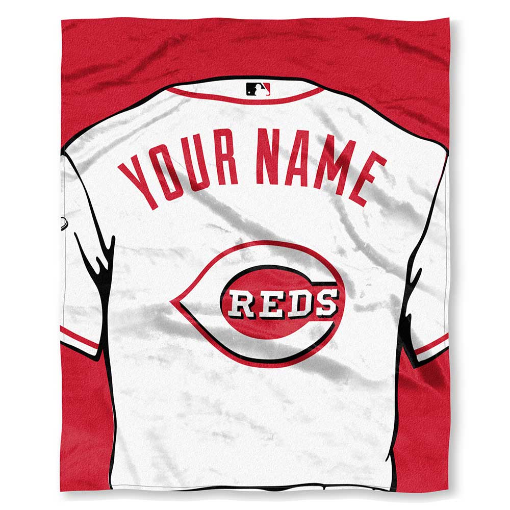 MLB Cincinnati Reds Jersey Personalized Silk Touch Throw Blanket 50x60 Inches