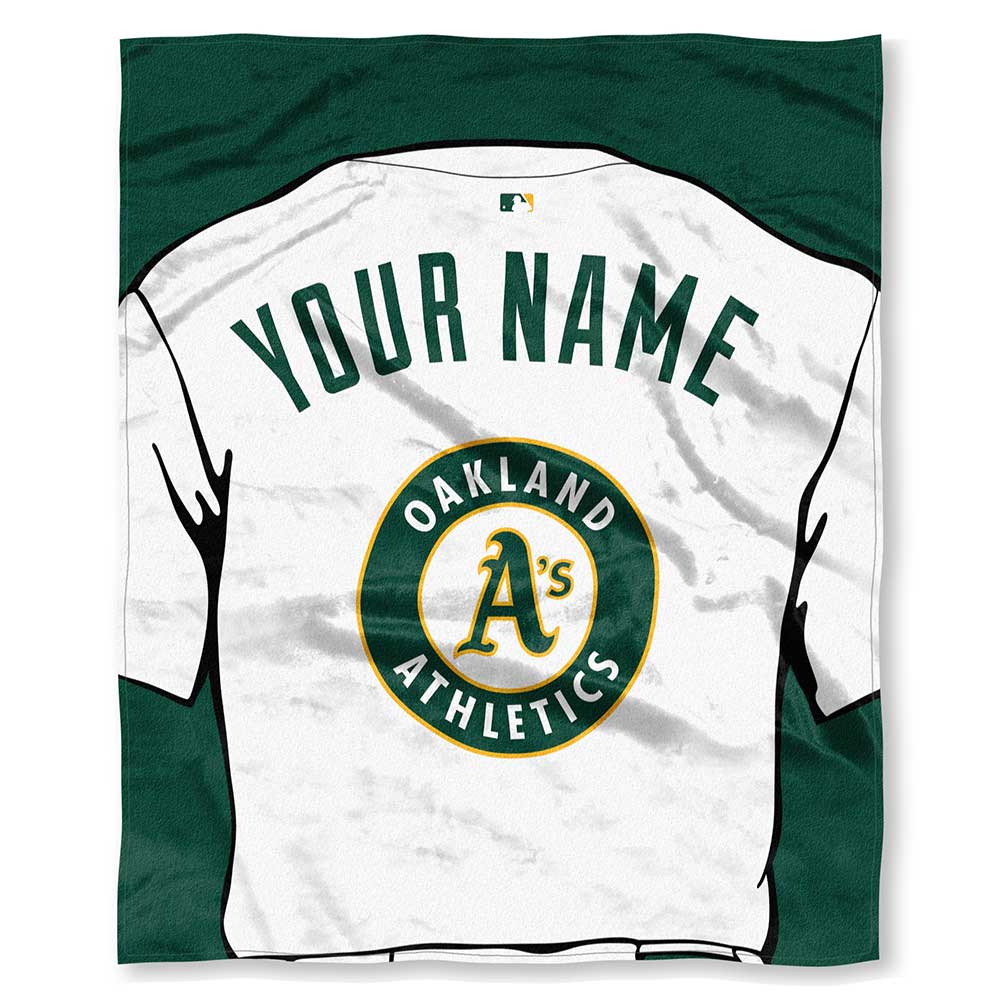 MLB Oakland Athletics Jersey Personalized Silk Touch Throw Blanket 50x60 Inches