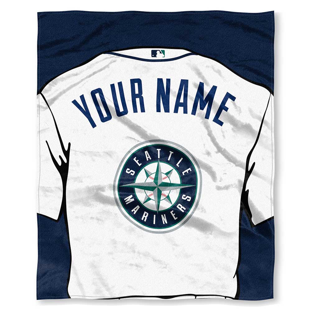MLB Seattle Mariners Jersey Personalized Silk Touch Throw Blanket 50x60 Inches