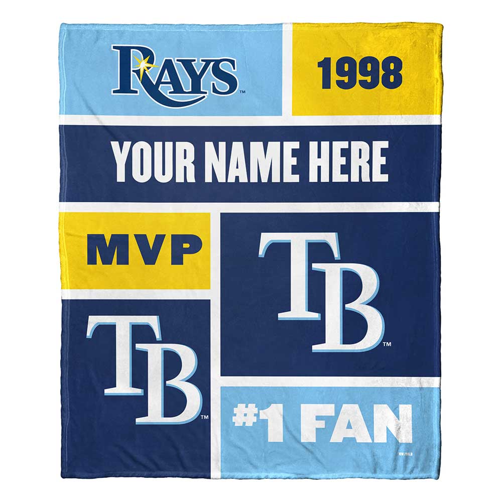 MLB Tampa Bay Rays Colorblock Personalized Silk Touch Throw Blanket 50x60 Inches
