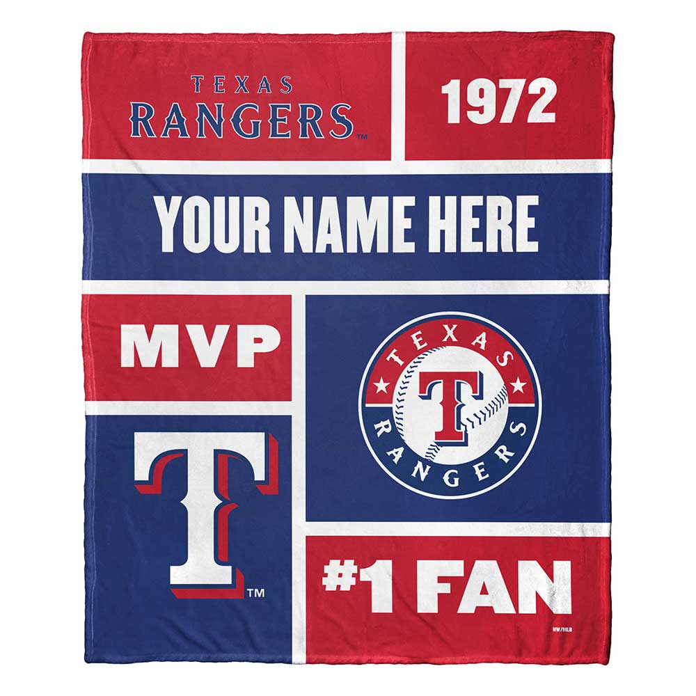 MLB Texas Rangers Colorblock Personalized Silk Touch Throw Blanket 50x60 Inches