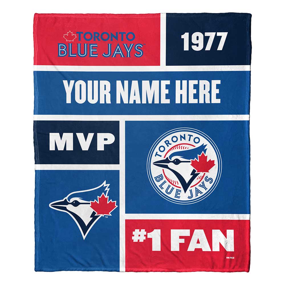 MLB Toronto Blue Jays Colorblock Personalized Silk Touch Throw Blanket 50x60 Inches