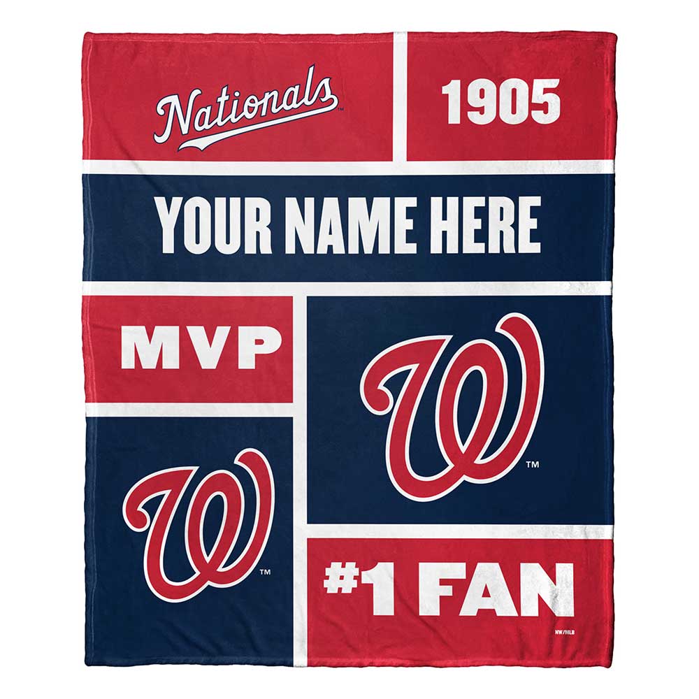 MLB Washington Nationals Colorblock Personalized Silk Touch Throw Blanket 50x60 Inches