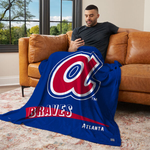 Atlanta Braves MLB CC Throwback Silk Touch Throw Blanket 50x60 Inches