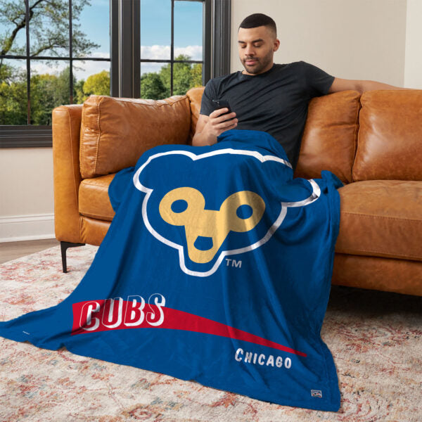 Chicago Cubs MLB CC Throwback Silk Touch Throw Blanket 50x60 Inches