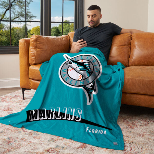Miami Marlins MLB CC Throwback Silk Touch Throw Blanket 50x60 Inches