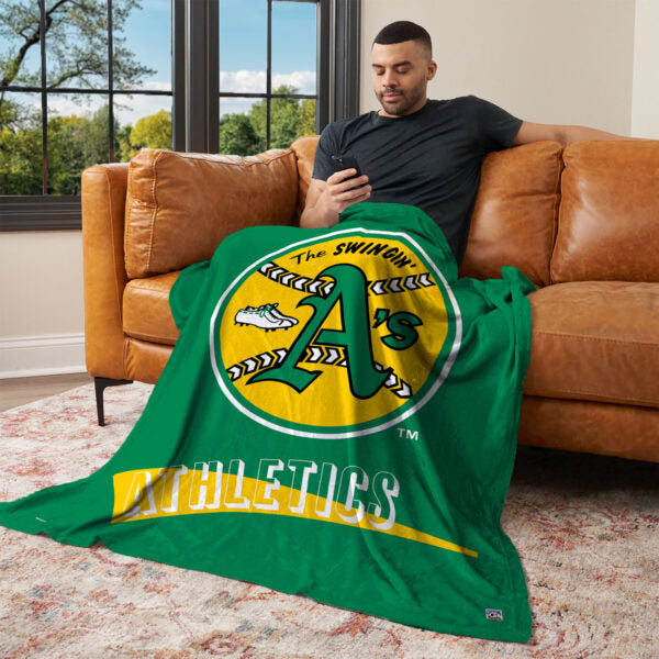 Oakland Athletics MLB CC Throwback Silk Touch Throw Blanket 50x60 Inches