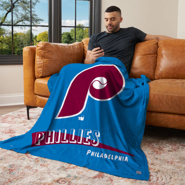 Philadelphia Phillies MLB CC Throwback Silk Touch Throw Blanket 50x60 Inches