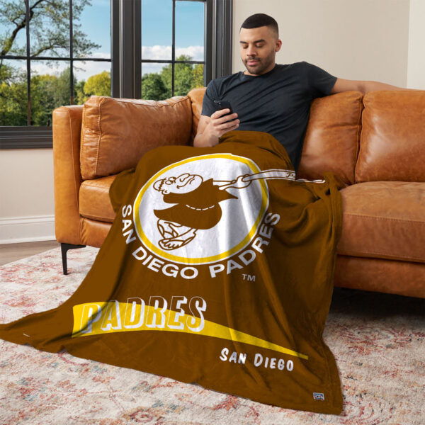 San Diego Padres MLB CC Throwback Silk Touch Throw Blanket 50x60 Inches