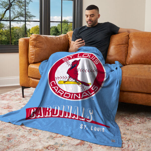 St Louis Cardinals MLB CC Throwback Silk Touch Throw Blanket 50x60 Inches