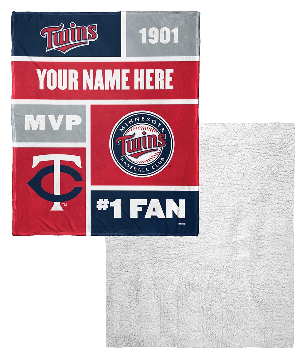 MLB Minnesota Twins Colorblock Personalized Silk Touch Sherpa Throw Blanket 50x60 Inches