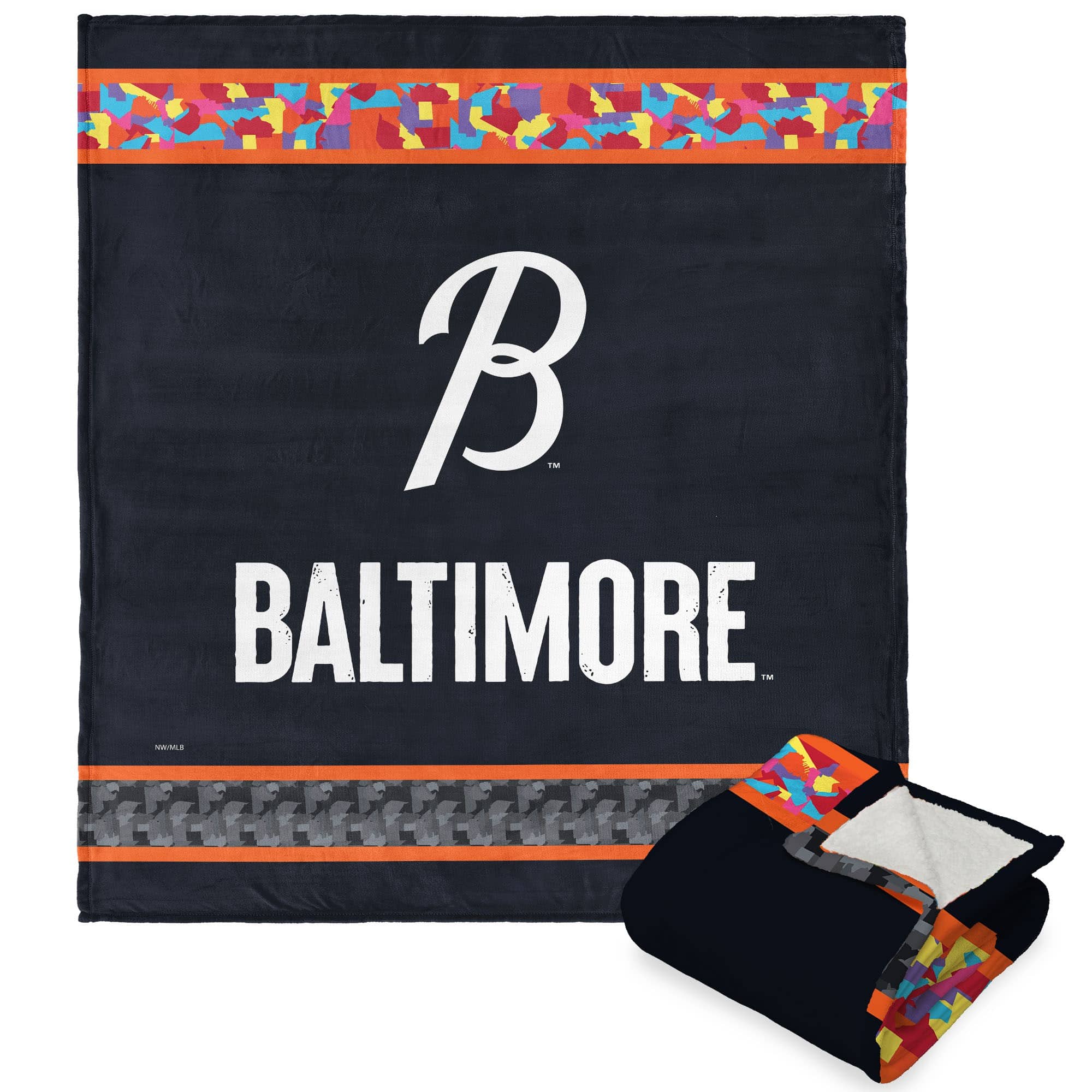 MLB Baltimore Orioles City Connect Silk Touch Sherpa Throw Blanket 50¡Á60 Inches