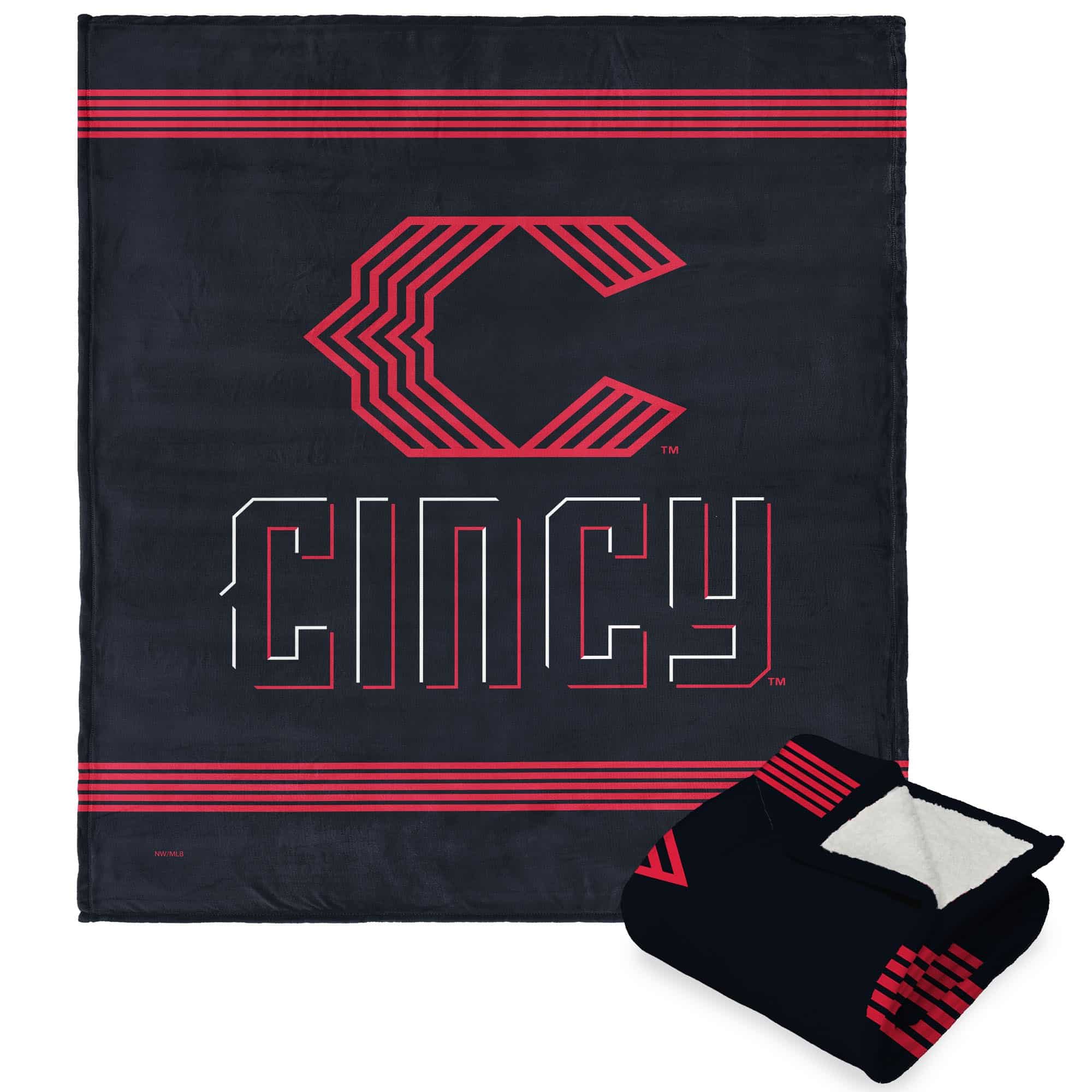 MLB Cincinnati Reds City Connect Silk Touch Sherpa Throw Blanket 50¡Á60 Inches