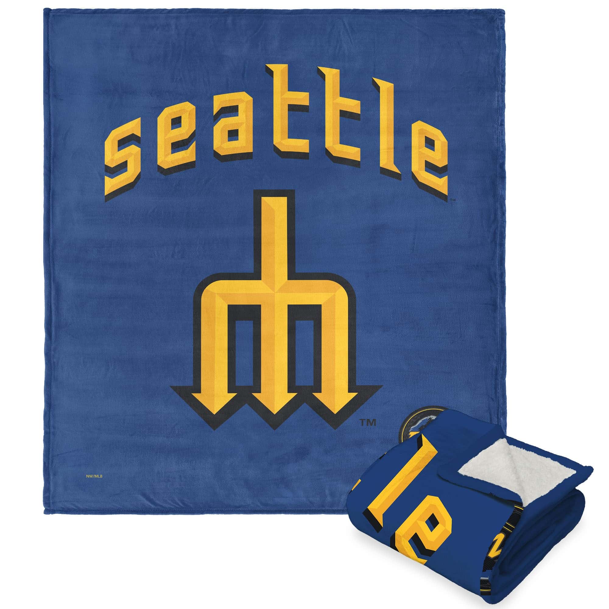MLB Seattle Mariners City Connect Silk Touch Sherpa Throw Blanket 50¡Á60 Inches