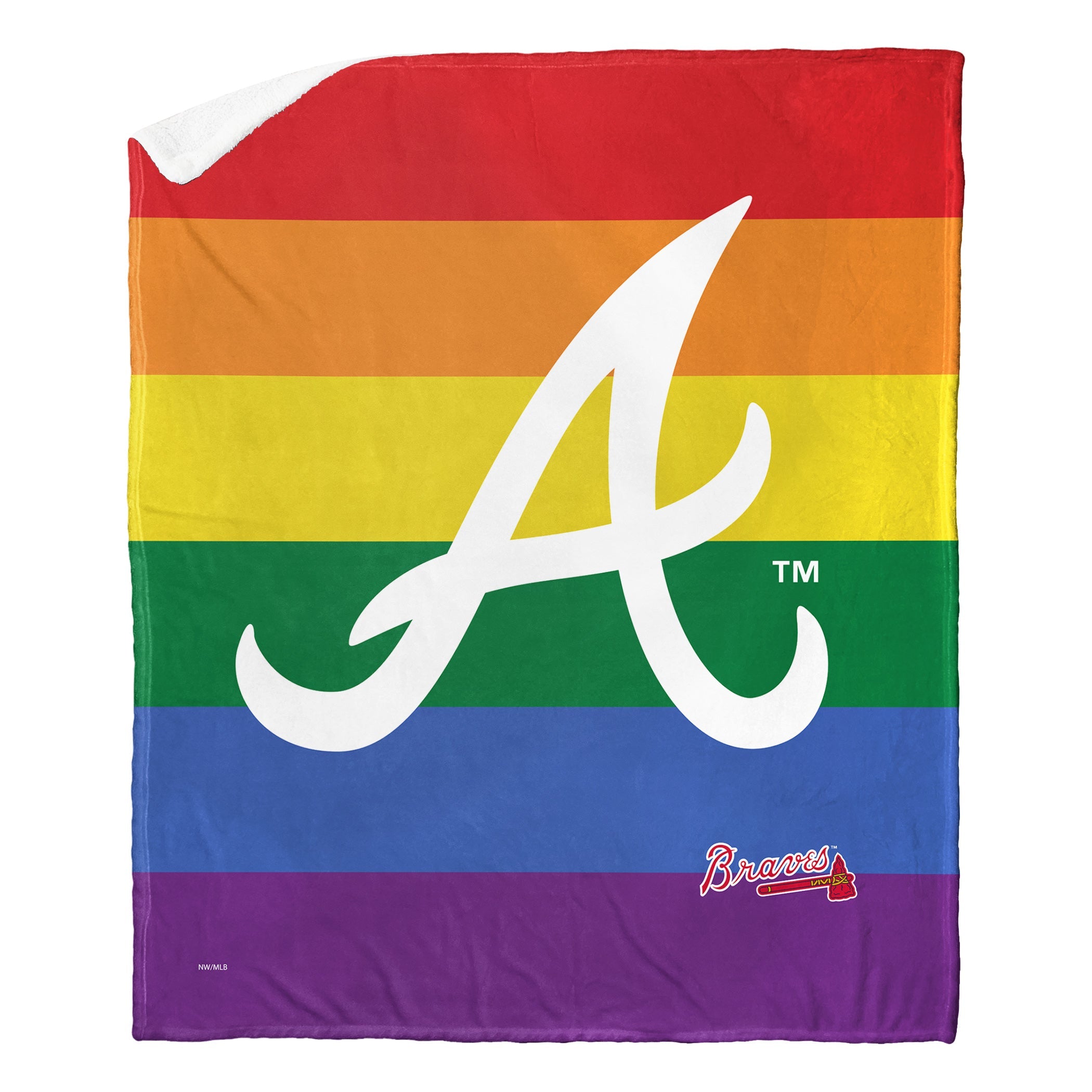 MLB Atlanta Braves Pride Series Silk Touch Sherpa Throw Blanket 50x60 Inches