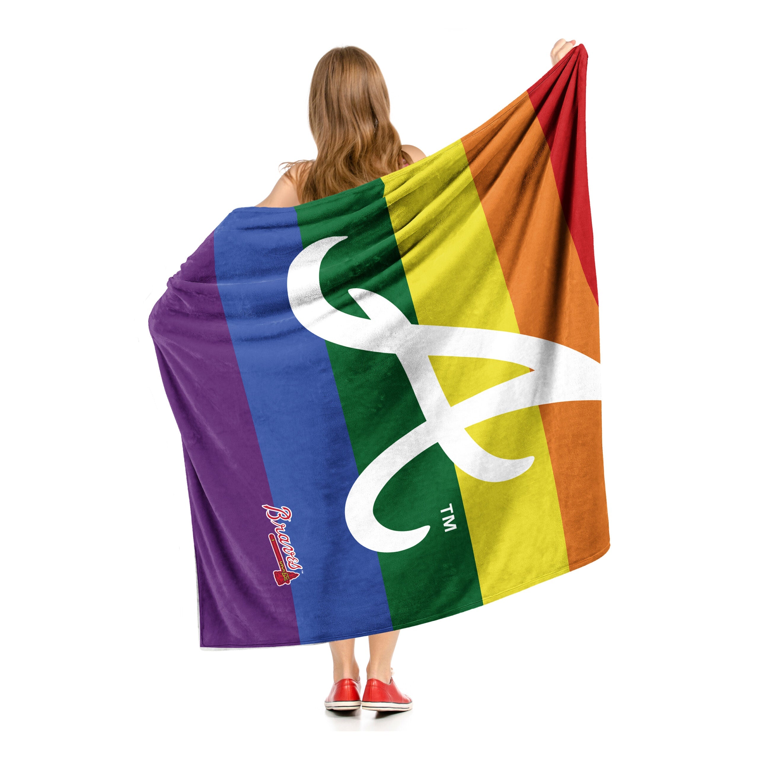 MLB Atlanta Braves Pride Series Silk Touch Sherpa Throw Blanket 50x60 Inches