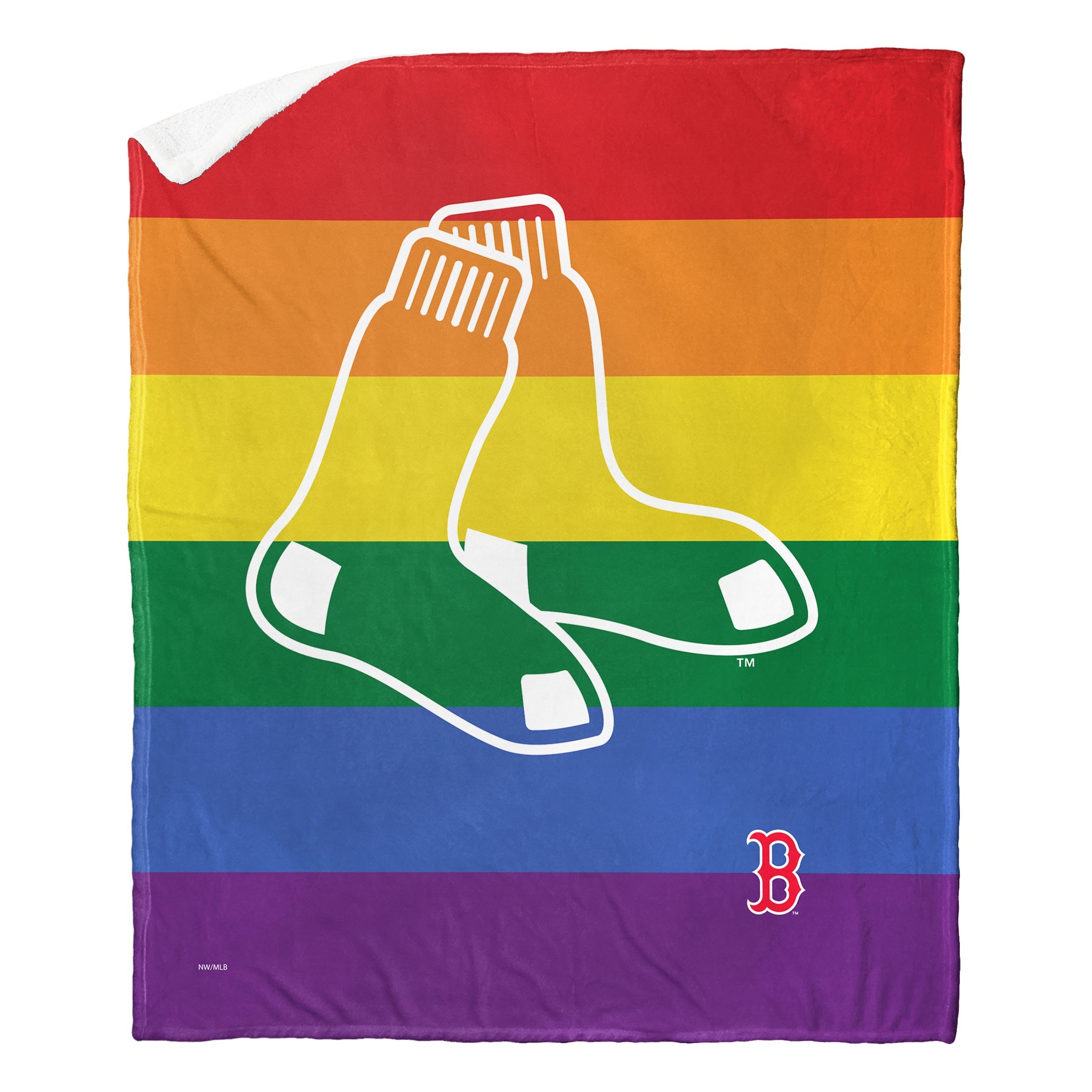 MLB Boston Red Sox Pride Series Silk Touch Sherpa Throw Blanket 50x60 Inches