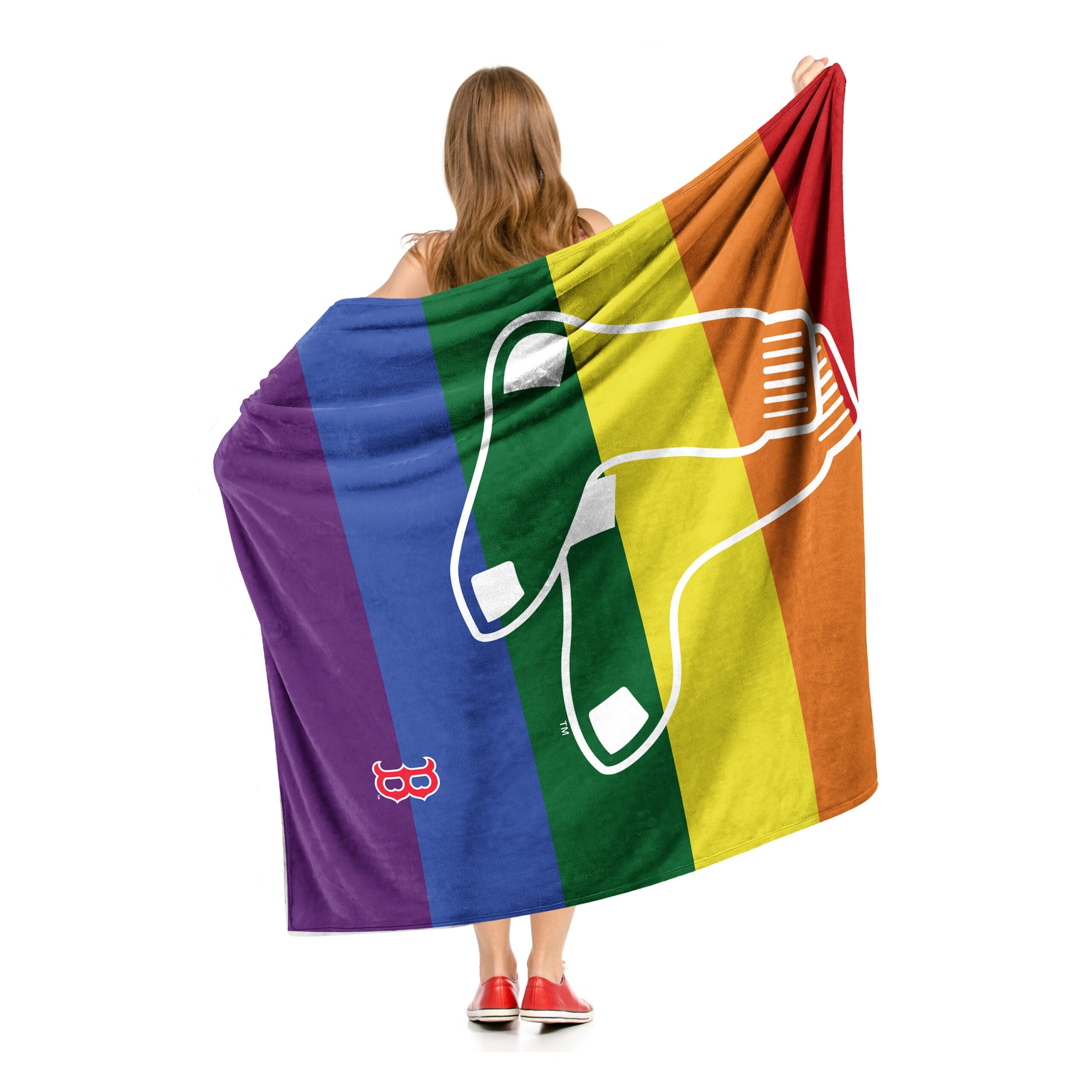 MLB Boston Red Sox Pride Series Silk Touch Sherpa Throw Blanket 50x60 Inches