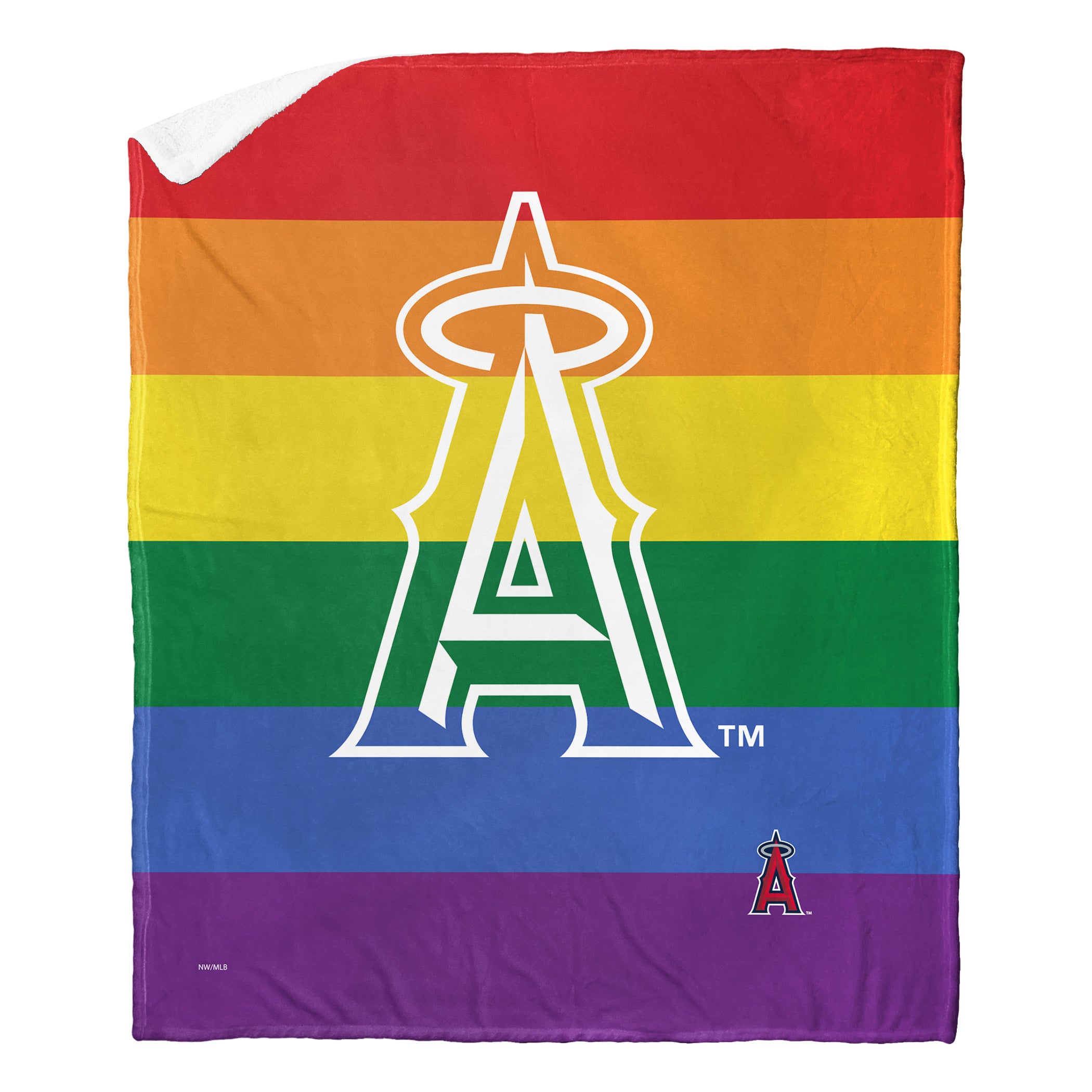 MLB Los Angeles Angels Pride Series Silk Touch Sherpa Throw Blanket 50x60 Inches