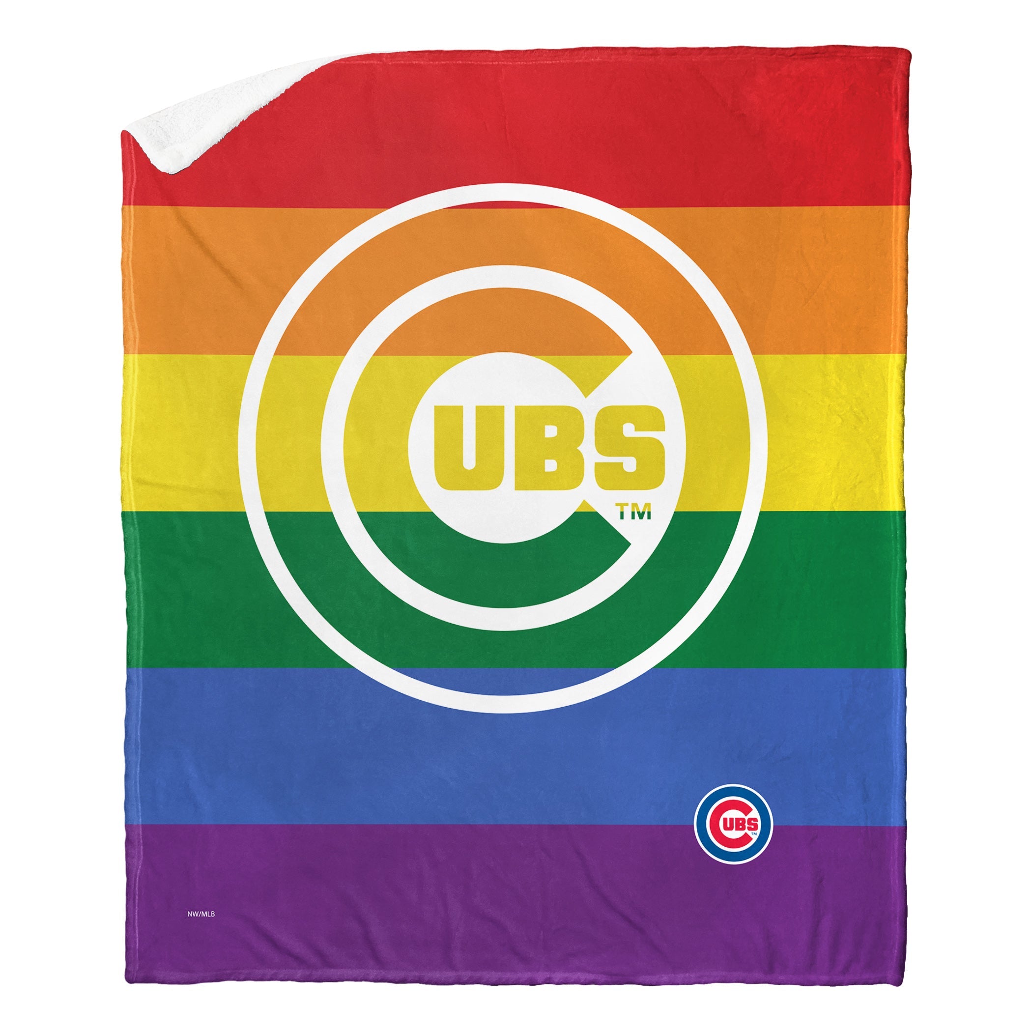 MLB Chicago Cubs Pride Series Silk Touch Sherpa Throw Blanket 50x60 Inches