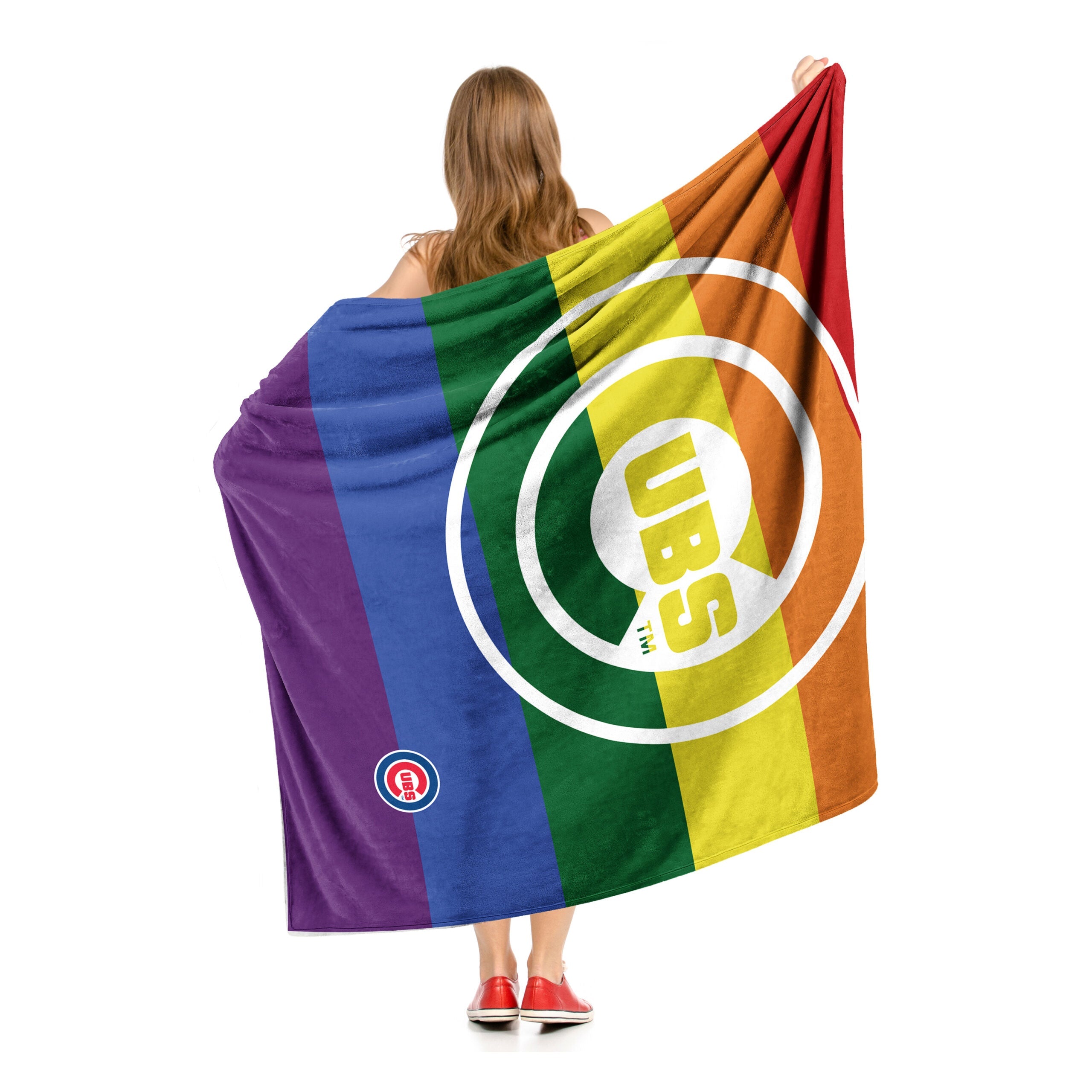 MLB Chicago Cubs Pride Series Silk Touch Sherpa Throw Blanket 50x60 Inches