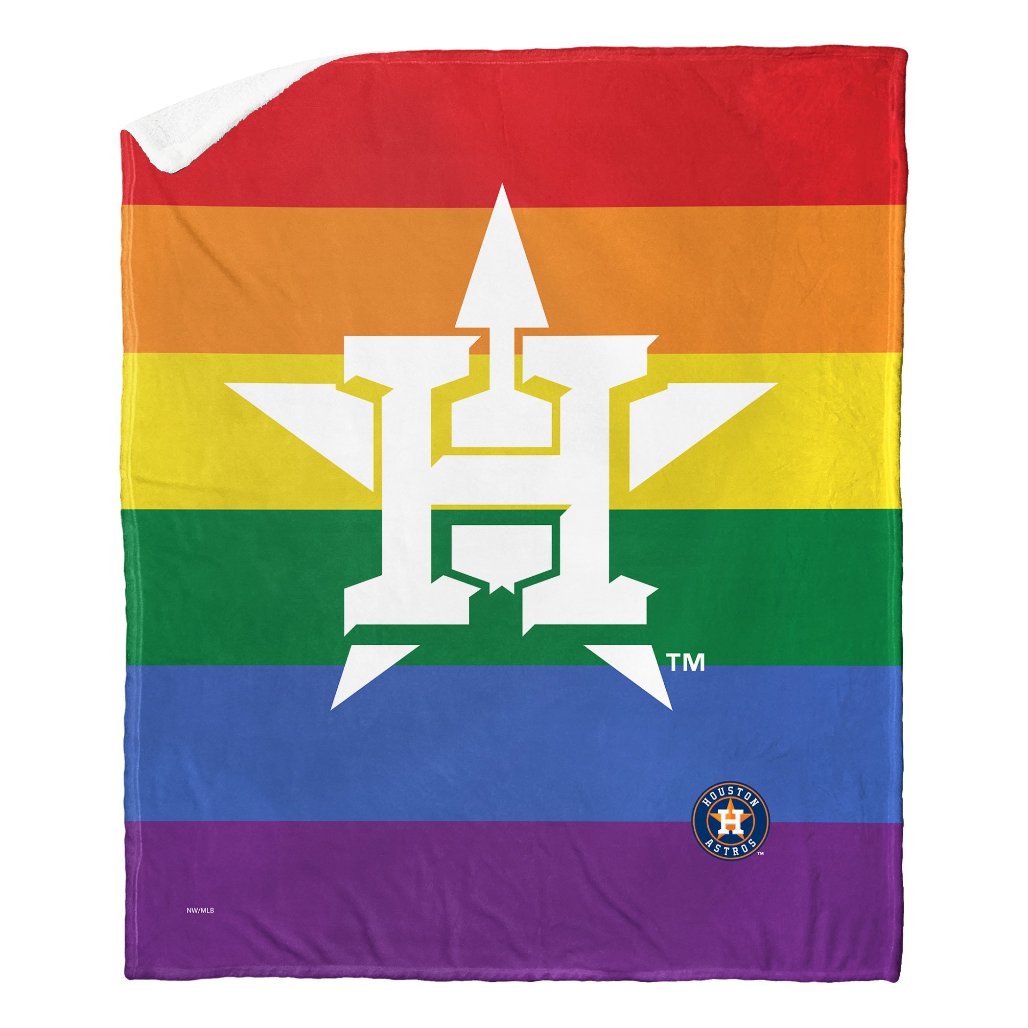 MLB Houston Astros Pride Series Silk Touch Sherpa Throw Blanket 50x60 Inches