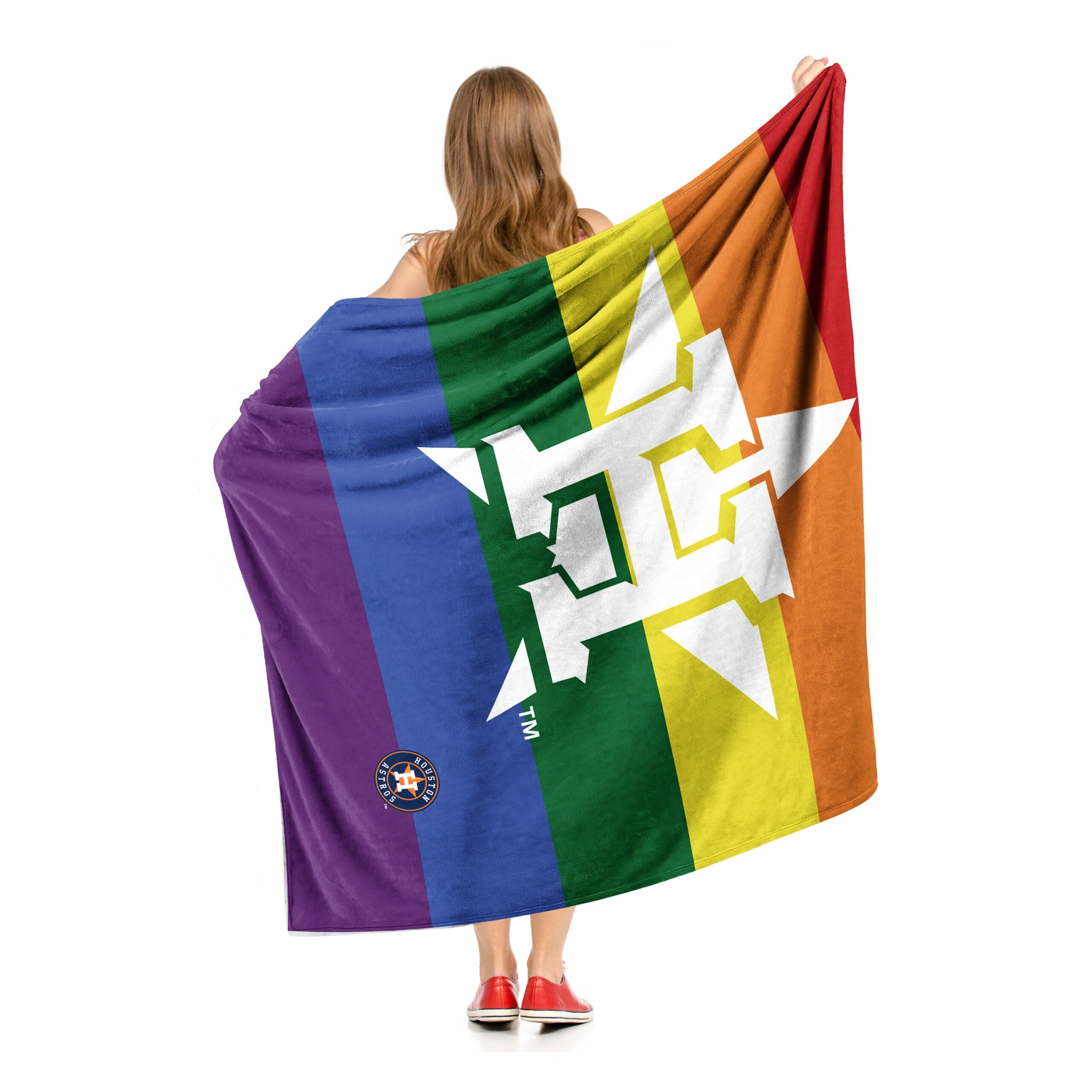 MLB Houston Astros Pride Series Silk Touch Sherpa Throw Blanket 50x60 Inches