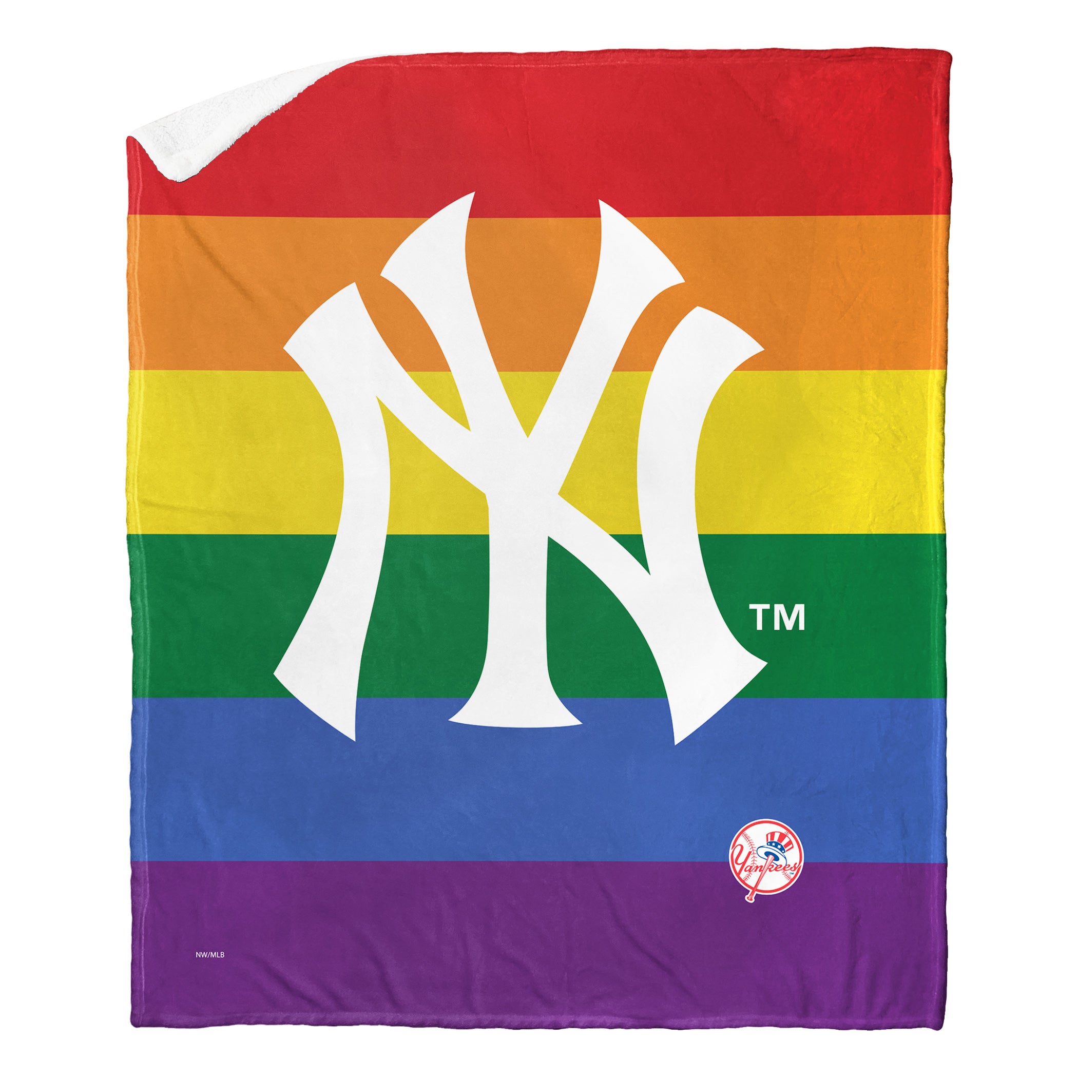 MLB New York Yankees Pride Series Silk Touch Sherpa Throw Blanket 50x60 Inches
