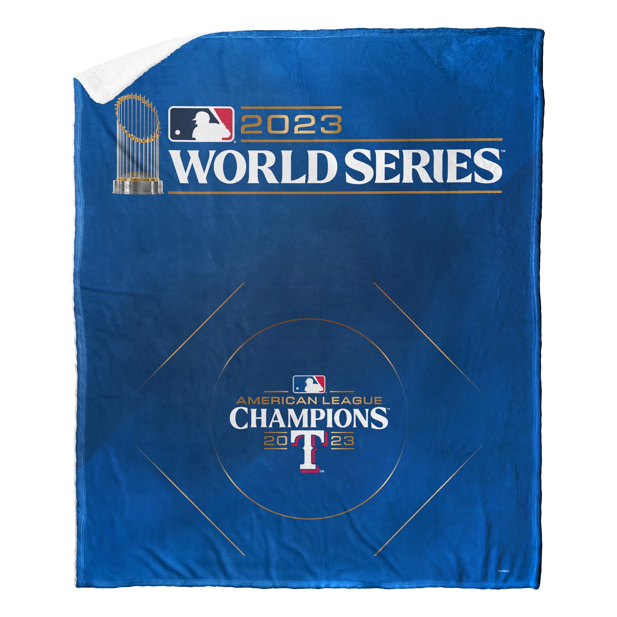MLB Texas Rangers 2023 WSP Manifest Silk Touch Sherpa Throw Blanket 50x60 Inches