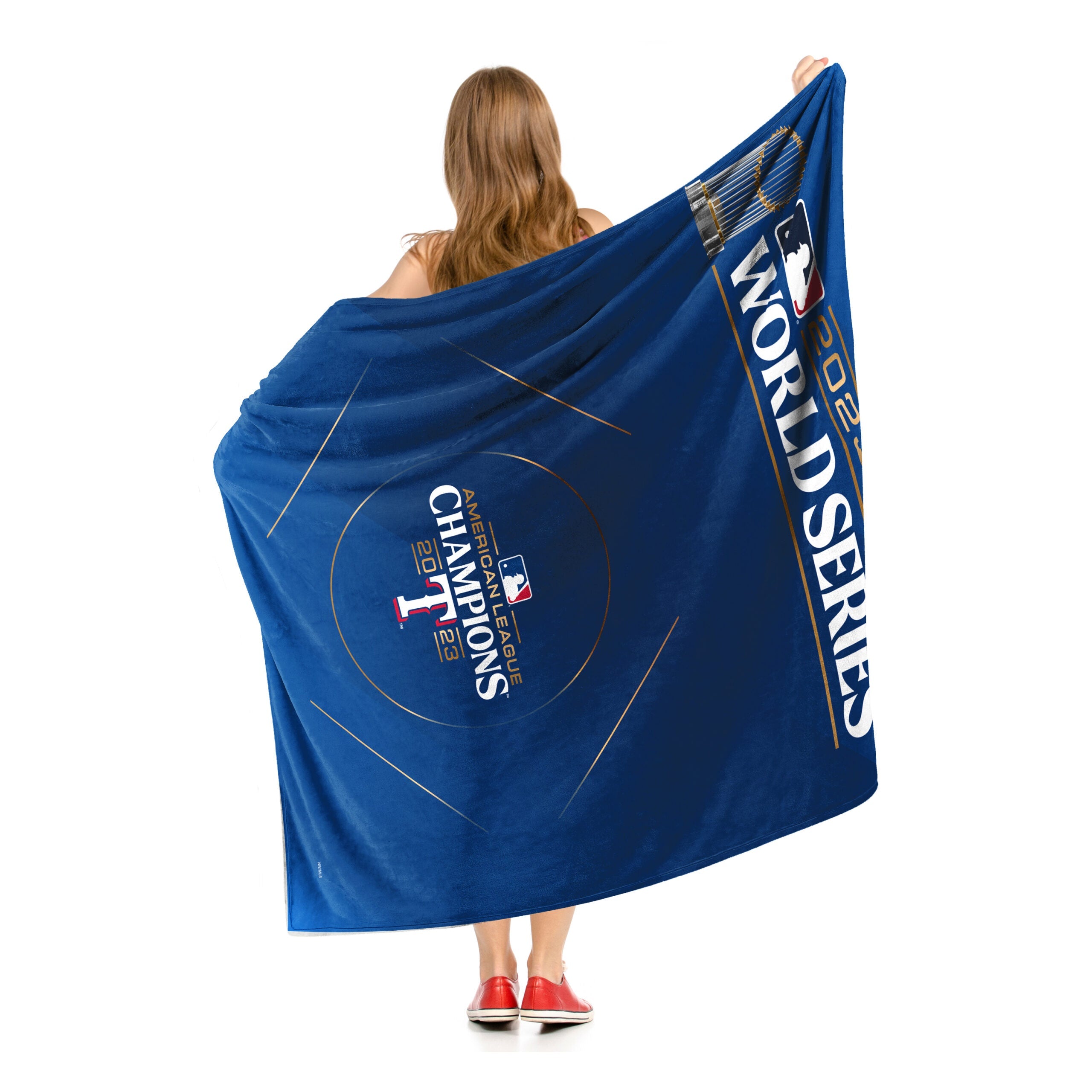 MLB Texas Rangers 2023 WSP Manifest Silk Touch Sherpa Throw Blanket 50x60 Inches