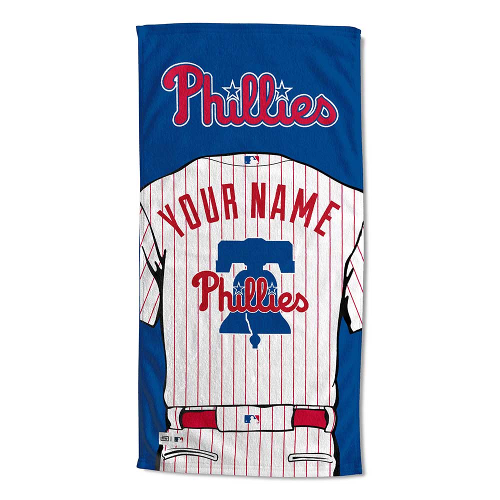 MLB Philadelphia Phillies Jersey Personalized Beach Towel 30x60 Inches