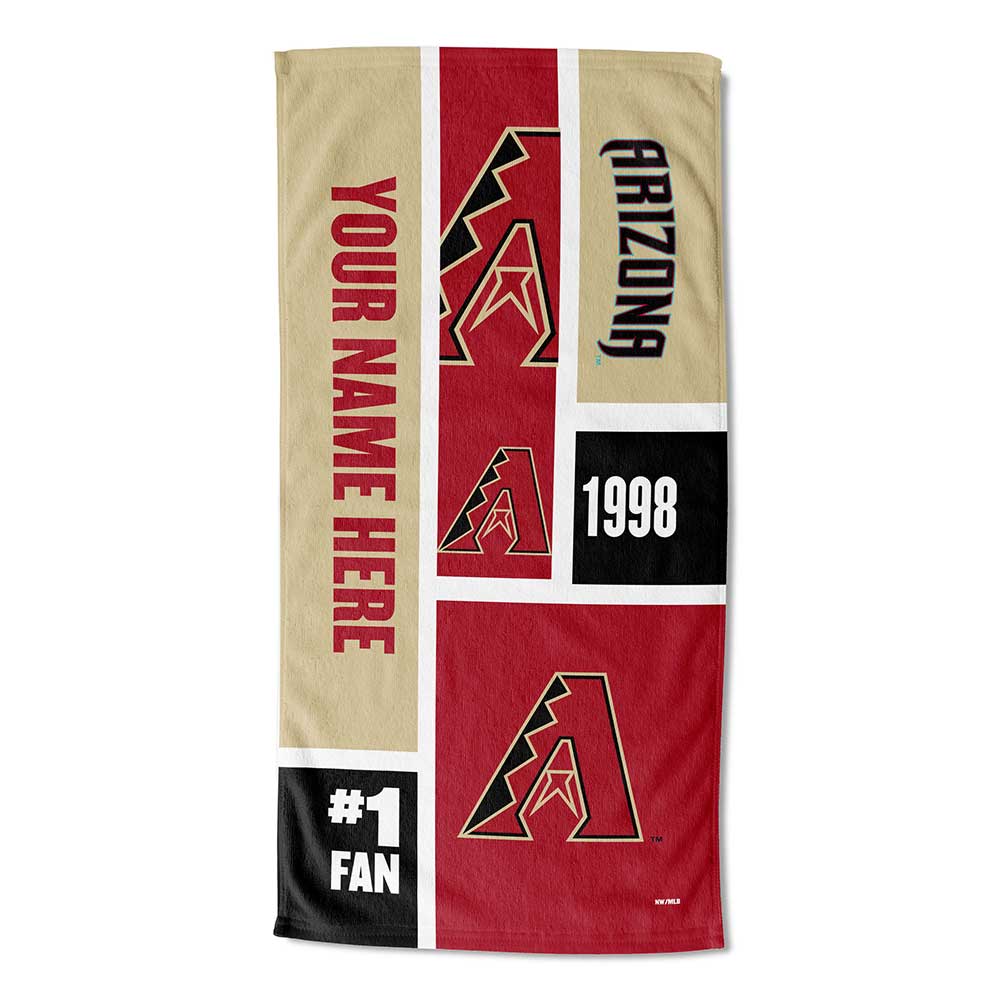 MLB Arizona Diamondbacks Colorblock Personalized Beach Towel 30x60 Inches