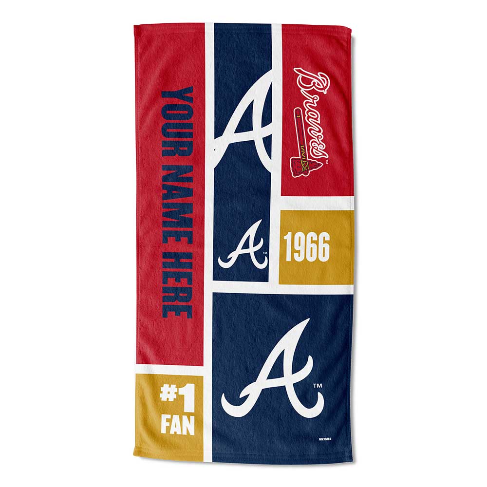 MLB Atlanta Braves Colorblock Personalized Beach Towel 30x60 Inches