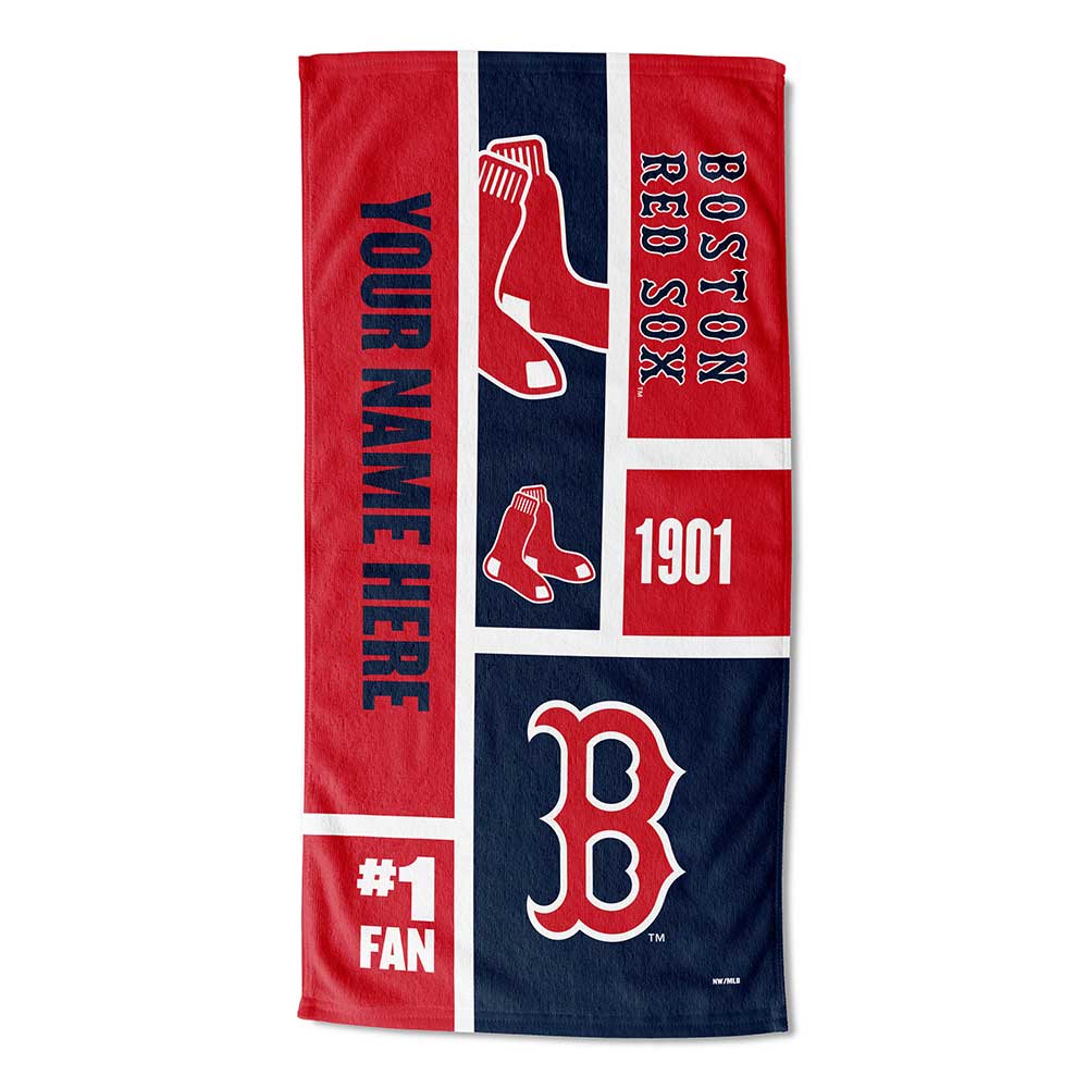 MLB Boston Red Sox Colorblock Personalized Beach Towel 30x60 Inches