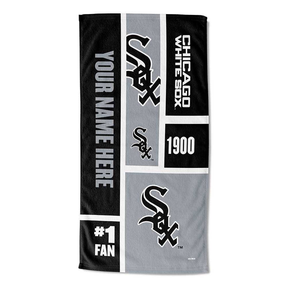 MLB Chicago White Sox Colorblock Personalized Beach Towel 30x60 Inches