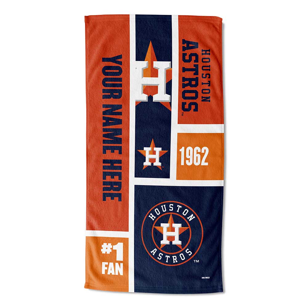 MLB Houston Astros Colorblock Personalized Beach Towel 30x60 Inches