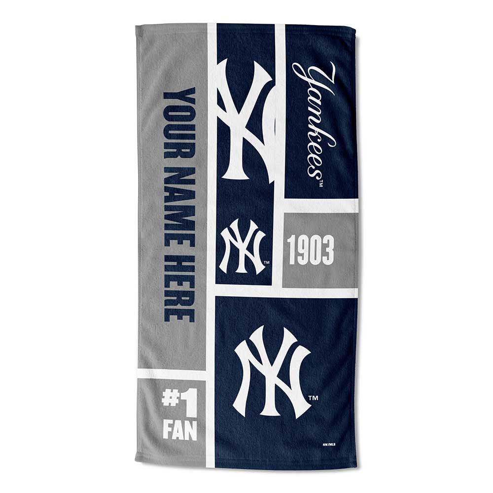 MLB New York Yankees Colorblock Personalized Beach Towel 30x60 Inches