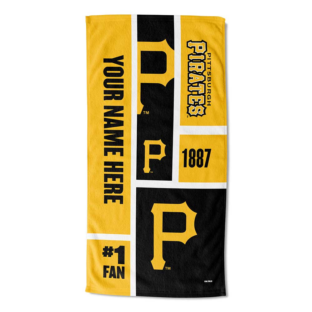 MLB Pittsburgh Pirates Colorblock Personalized Beach Towel 30x60 Inches