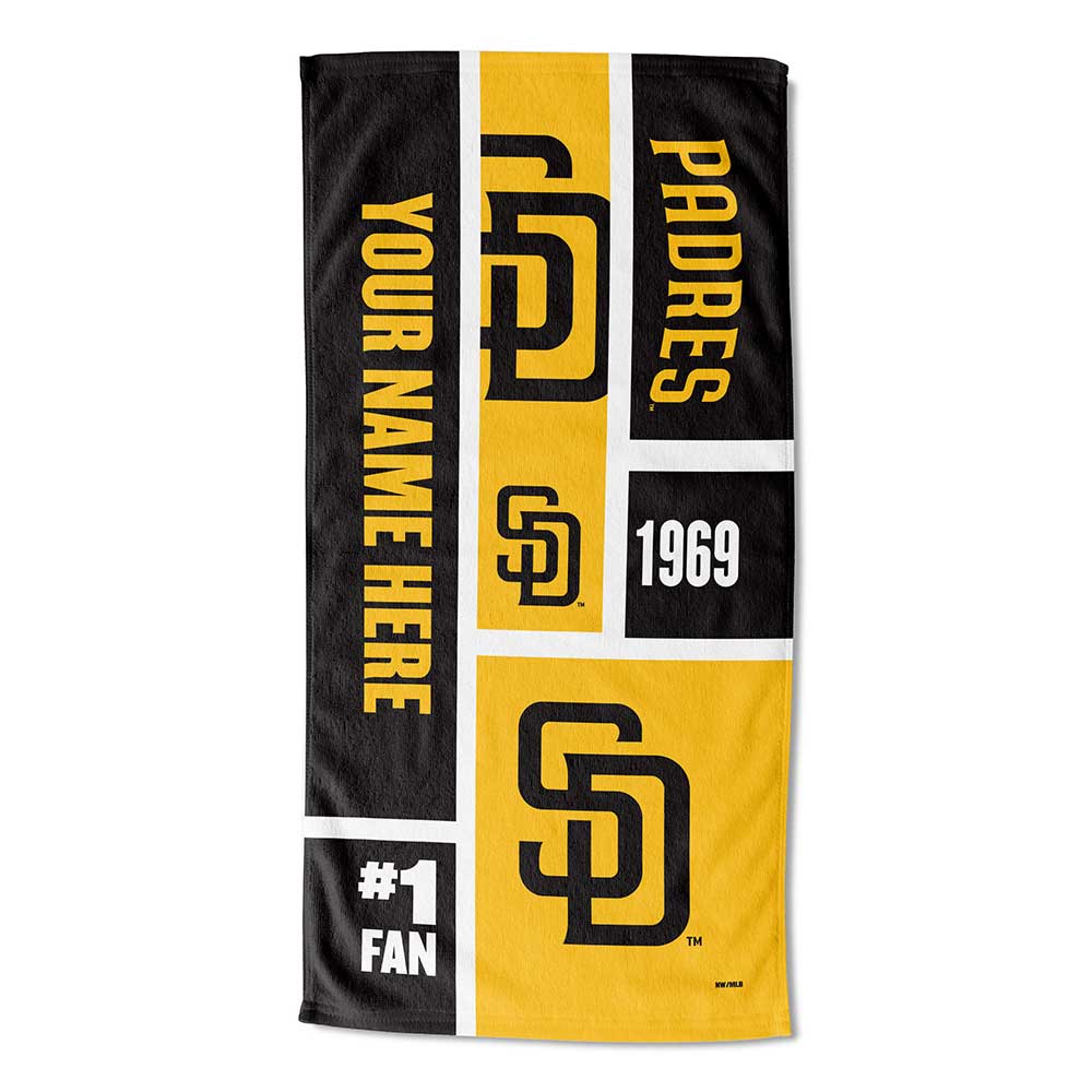 MLB San Diego Padres Colorblock Personalized Beach Towel 30x60 Inches