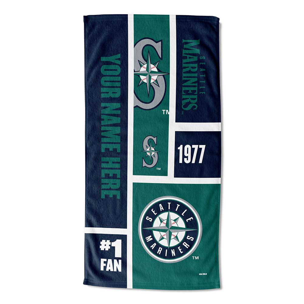 MLB Seattle Mariners Colorblock Personalized Beach Towel 30x60 Inches