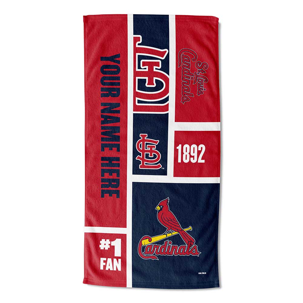 MLB St. Louis Cardinals Colorblock Personalized Beach Towel 30x60 Inches