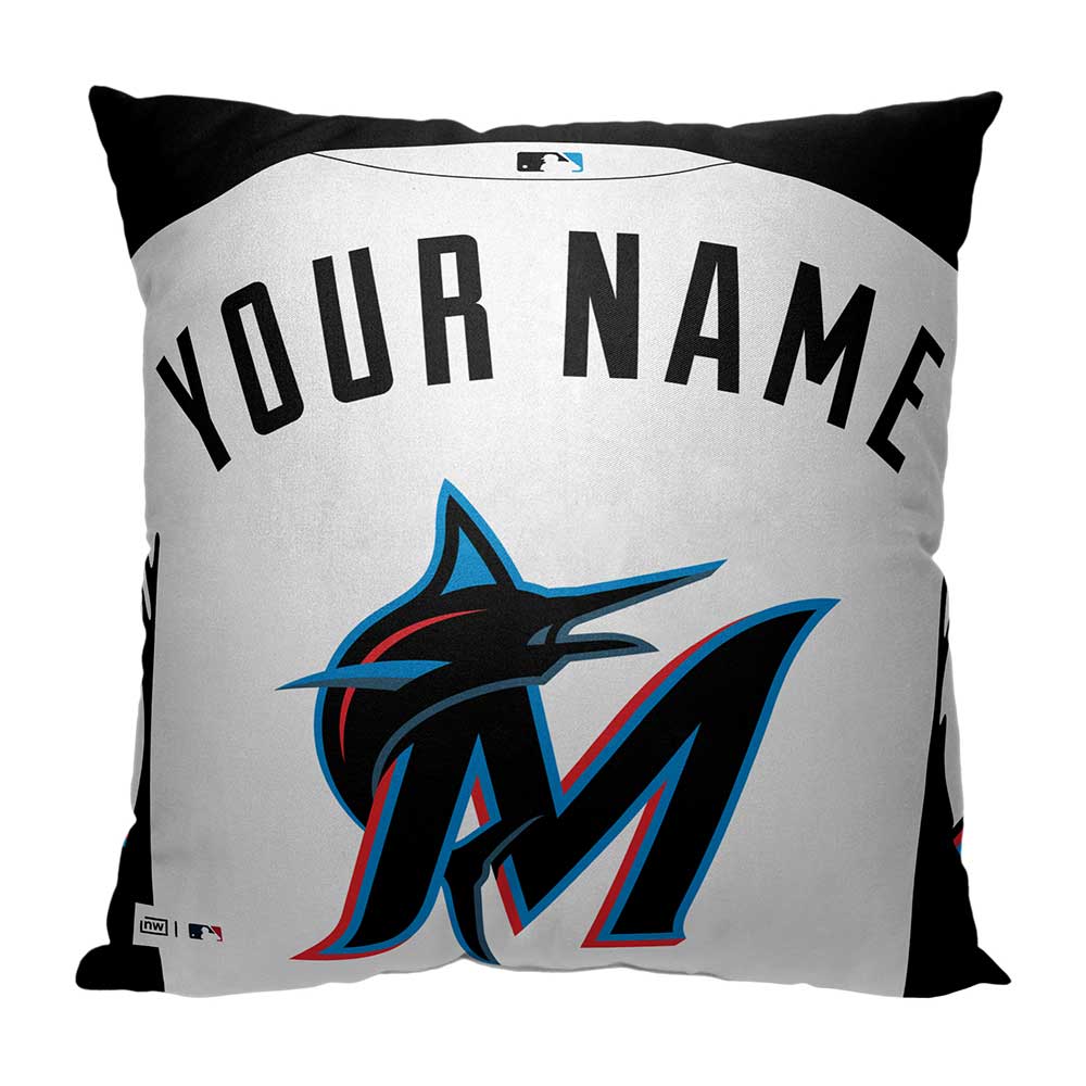 MLB Miami Marlins Jersey Personalized Pillow 18x18 Inches