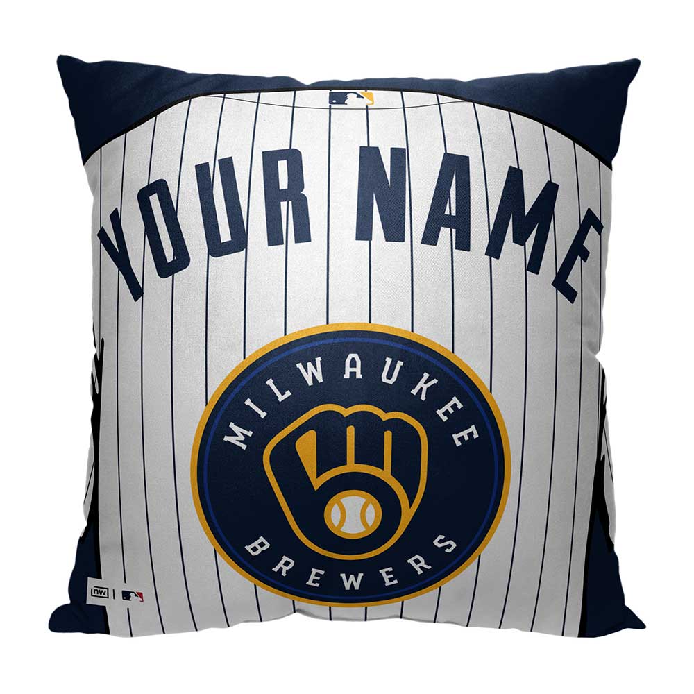 MLB Milwaukee Brewers Jersey Personalized Pillow 18x18 Inches