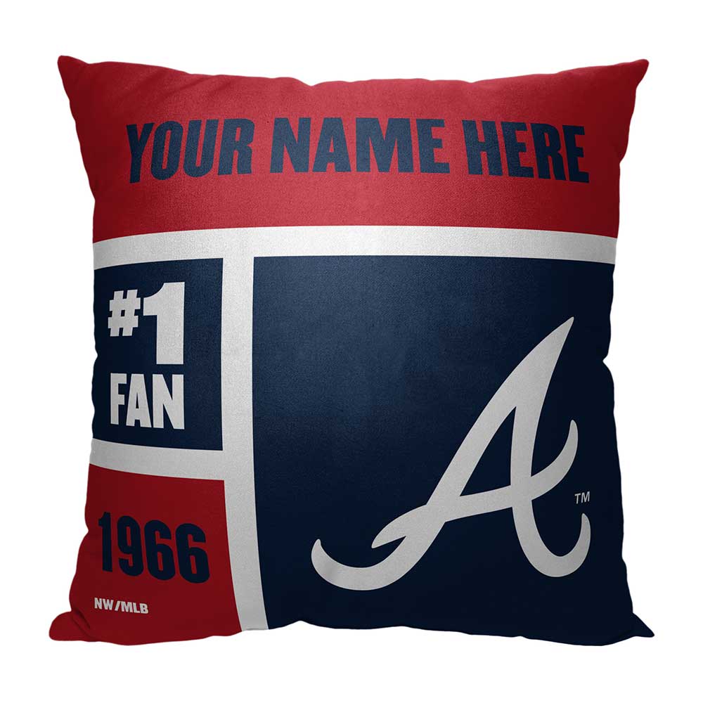 MLB Atlanta Braves Colorblock Personalized Throw Pillow 18x18 Inches