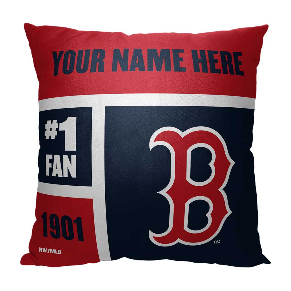 MLB Boston Red Sox Colorblock Personalized Throw Pillow 18x18 Inches