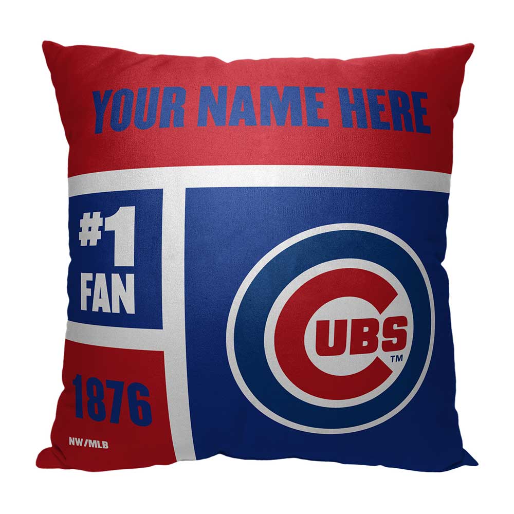 MLB Chicago Cubs Colorblock Personalized Throw Pillow 18x18 Inches