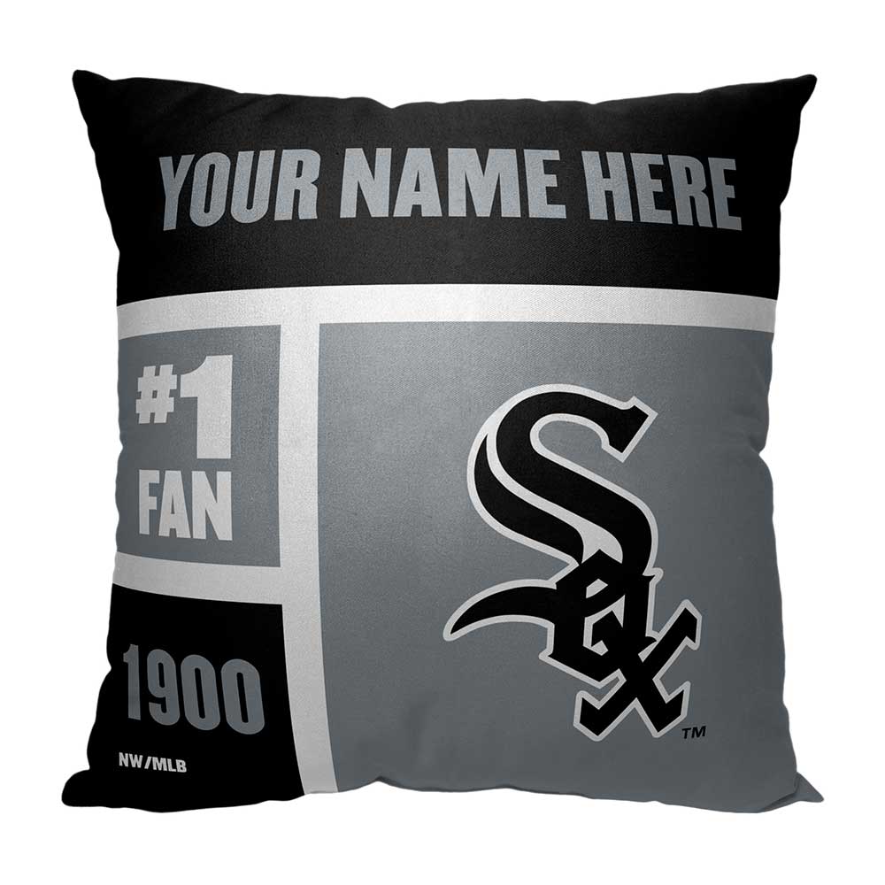 MLB Chicago White Sox Colorblock Personalized Throw Pillow 18x18 Inches