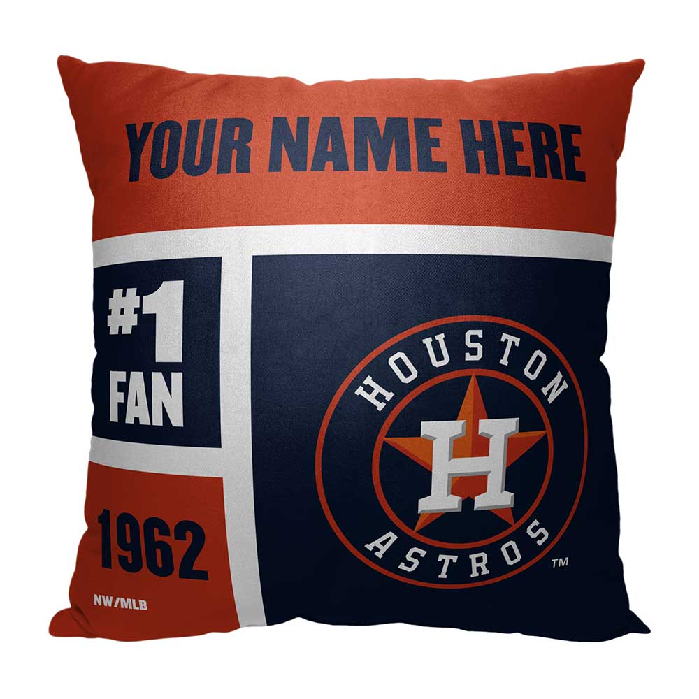 MLB Houston Astros Colorblock Personalized Throw Pillow 18x18 Inches