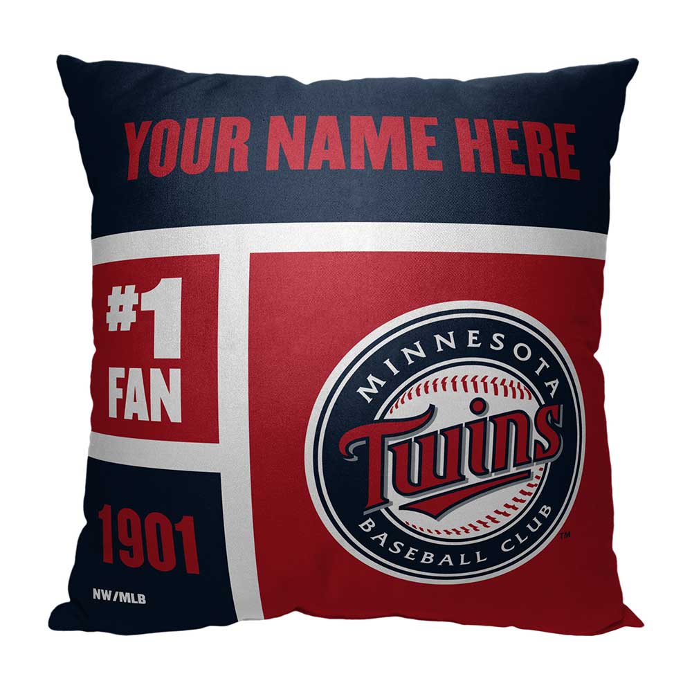 MLB Minnesota Twins Colorblock Personalized Throw Pillow 18x18 Inches